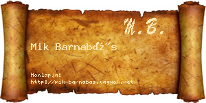 Mik Barnabás névjegykártya
